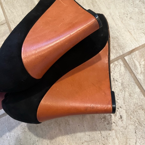 Celine black suede and brown leather wedges - Picture 11 of 17